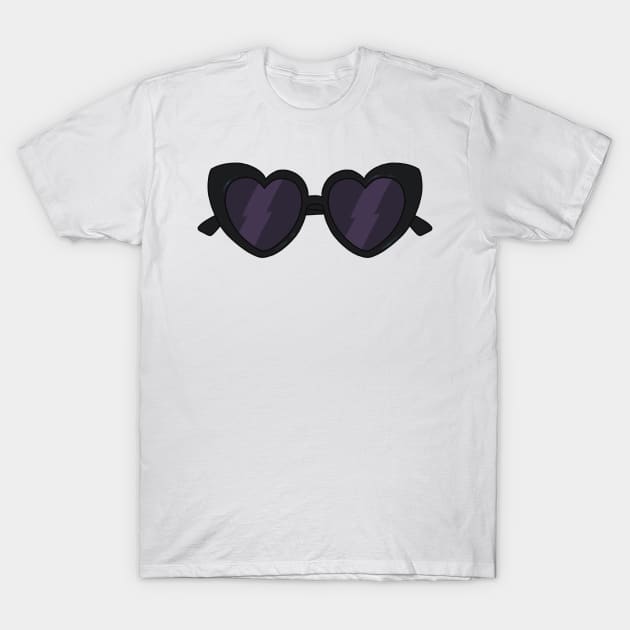 black heart shaped sunglasses aesthetic dollette coquette T-Shirt by maoudraw